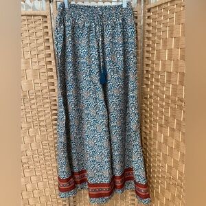 O.P.C Italian Palazzo Pants - Wide Leg Vintage Silk Blend Boho Floral